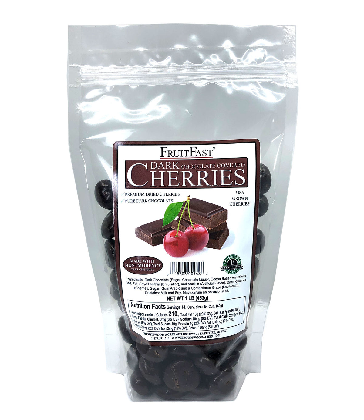 FruitFast Dark Chocolate Cherries - 1 LB