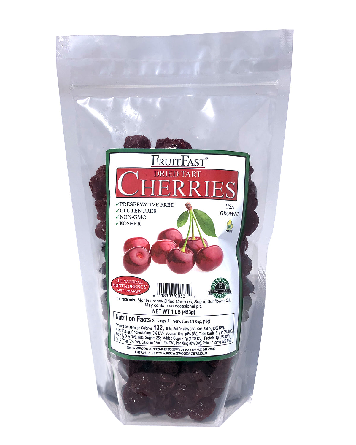 FruitFast Traditional Montmorency Dried Cherries - 1 LB