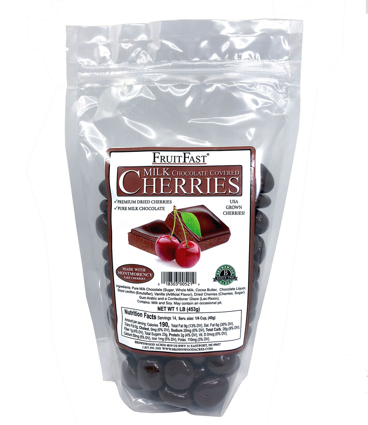 FruitFast Milk Chocolate Cherries - 1 LB