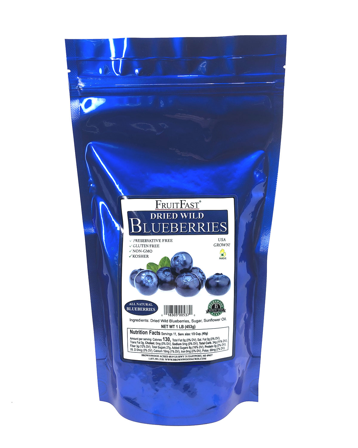FruitFast Dried Wild Blueberries - 1 LB